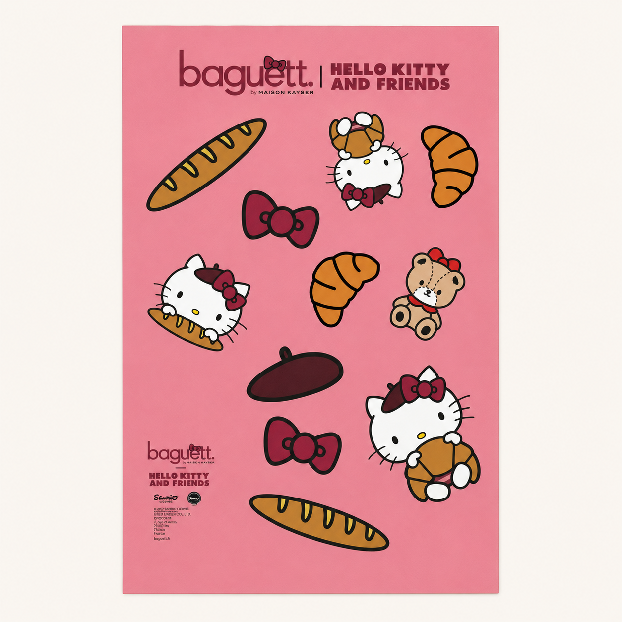 Planche de stickers Baguette. Hello Kitty and Friends｜烘焙圖案款 商品照