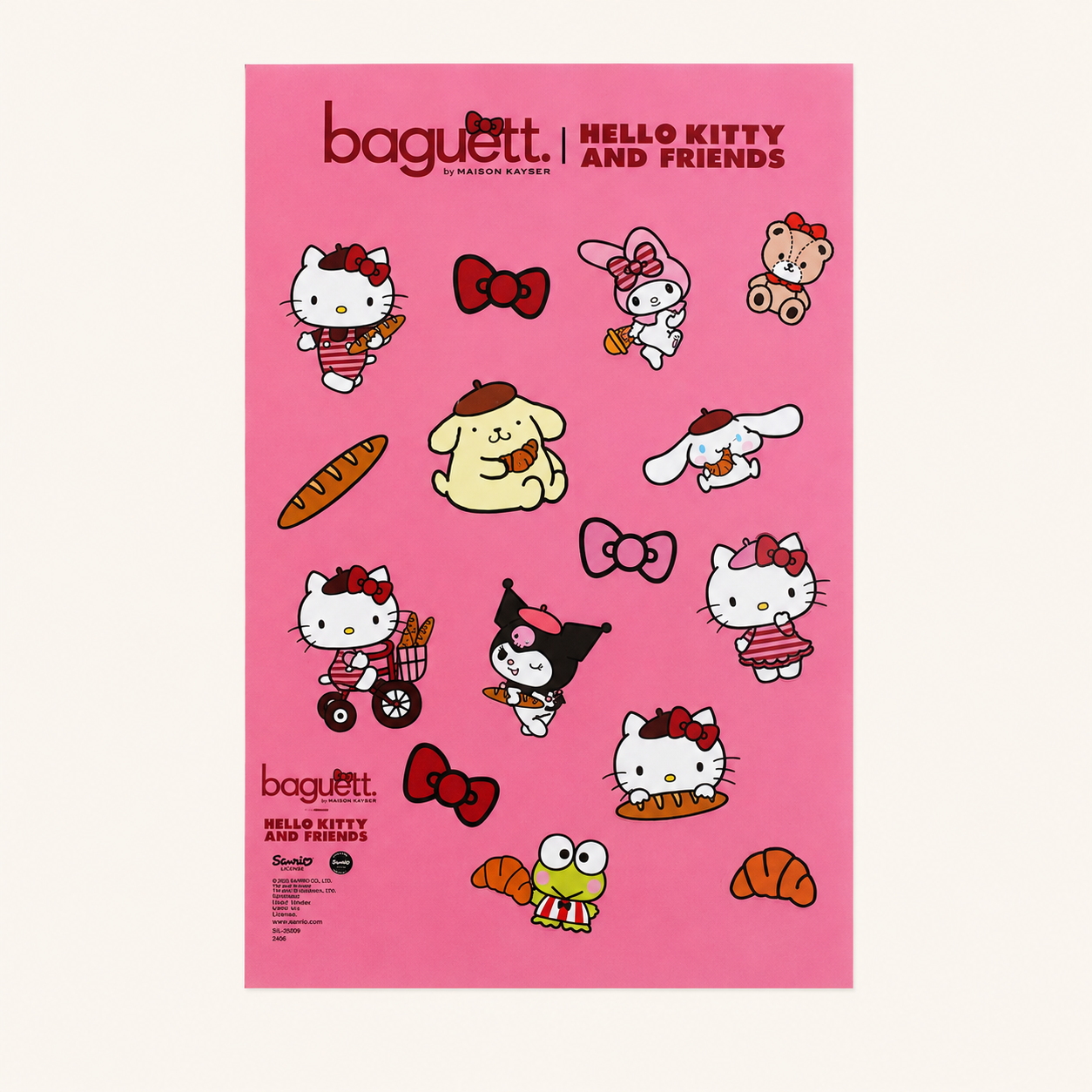 Planche de stickers Baguette. Hello Kitty and Friends｜角色集合款 商品照
